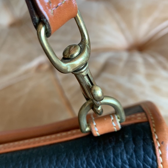 Dooney & Bourke USA Vintage Mini Calvary Crossbody Black/Tan Leather Purse - Picture 9 of 10